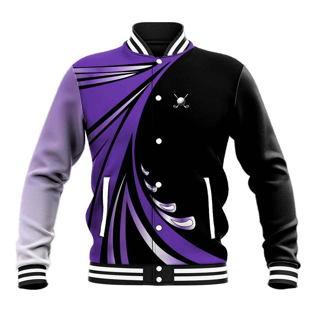 Personalized Purple Winged Golf Ball Baseball Jacket Bold Golf Graphic Design - Wonder Print Shop