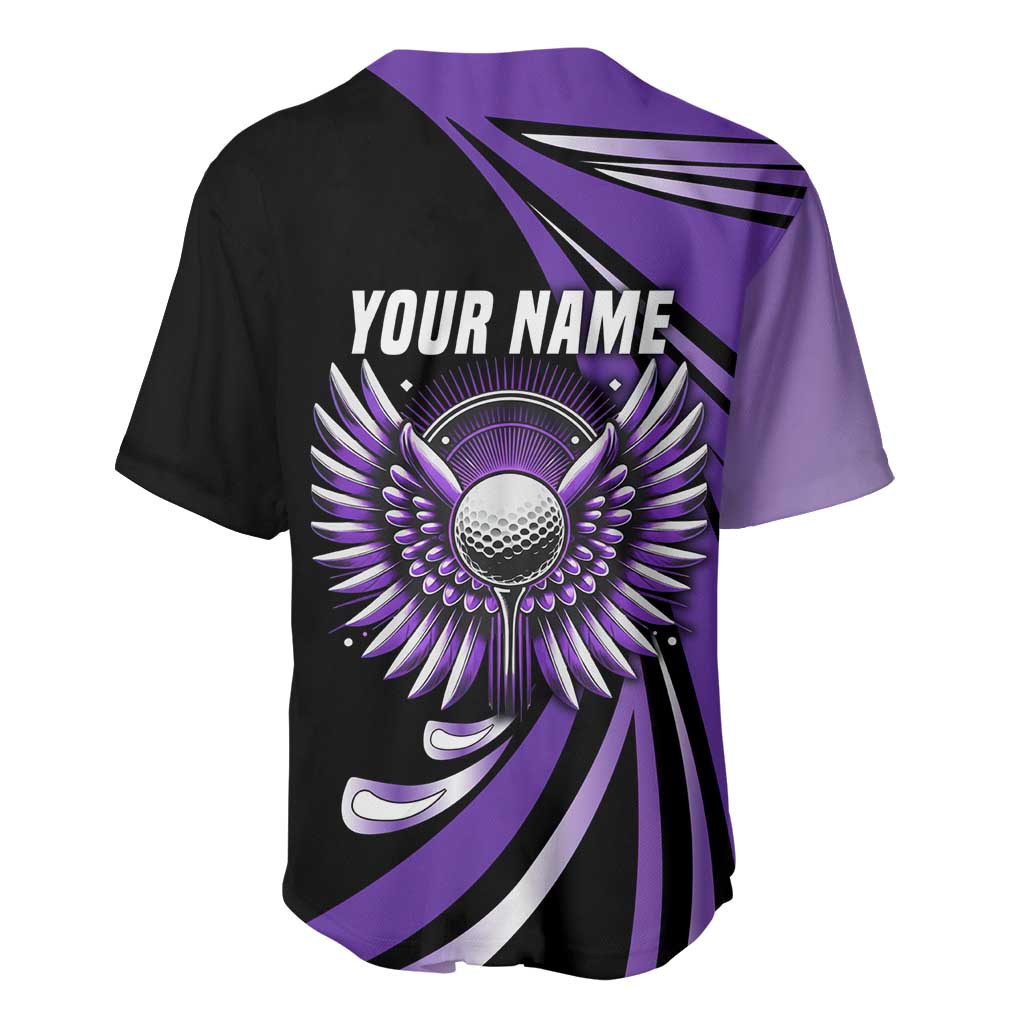 Personalized Purple Winged Golf Ball Baseball Jersey Bold Golf Graphic Design - Wonder Print Shop