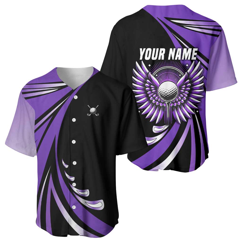 Personalized Purple Winged Golf Ball Baseball Jersey Bold Golf Graphic Design - Wonder Print Shop