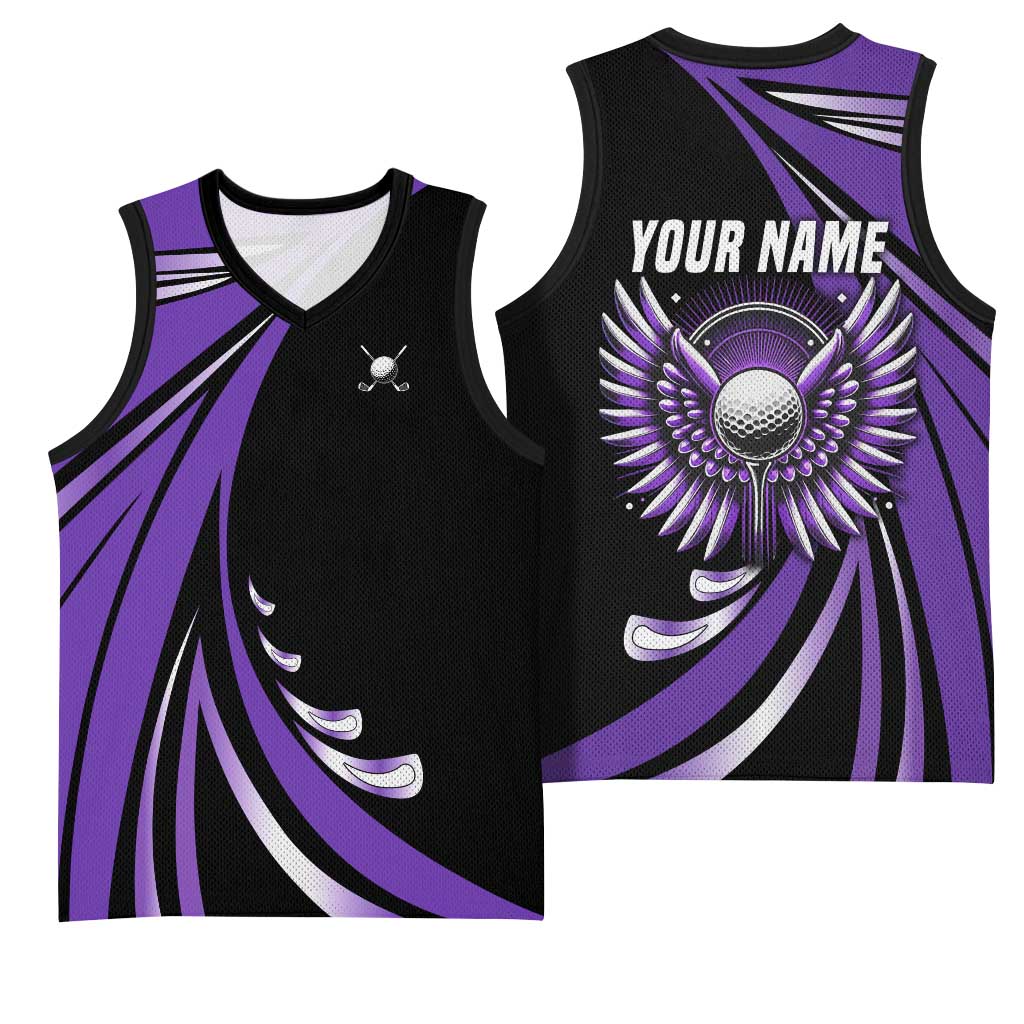 Personalized Purple Winged Golf Ball Basketball Jersey Bold Golf Graphic Design - Wonder Print Shop