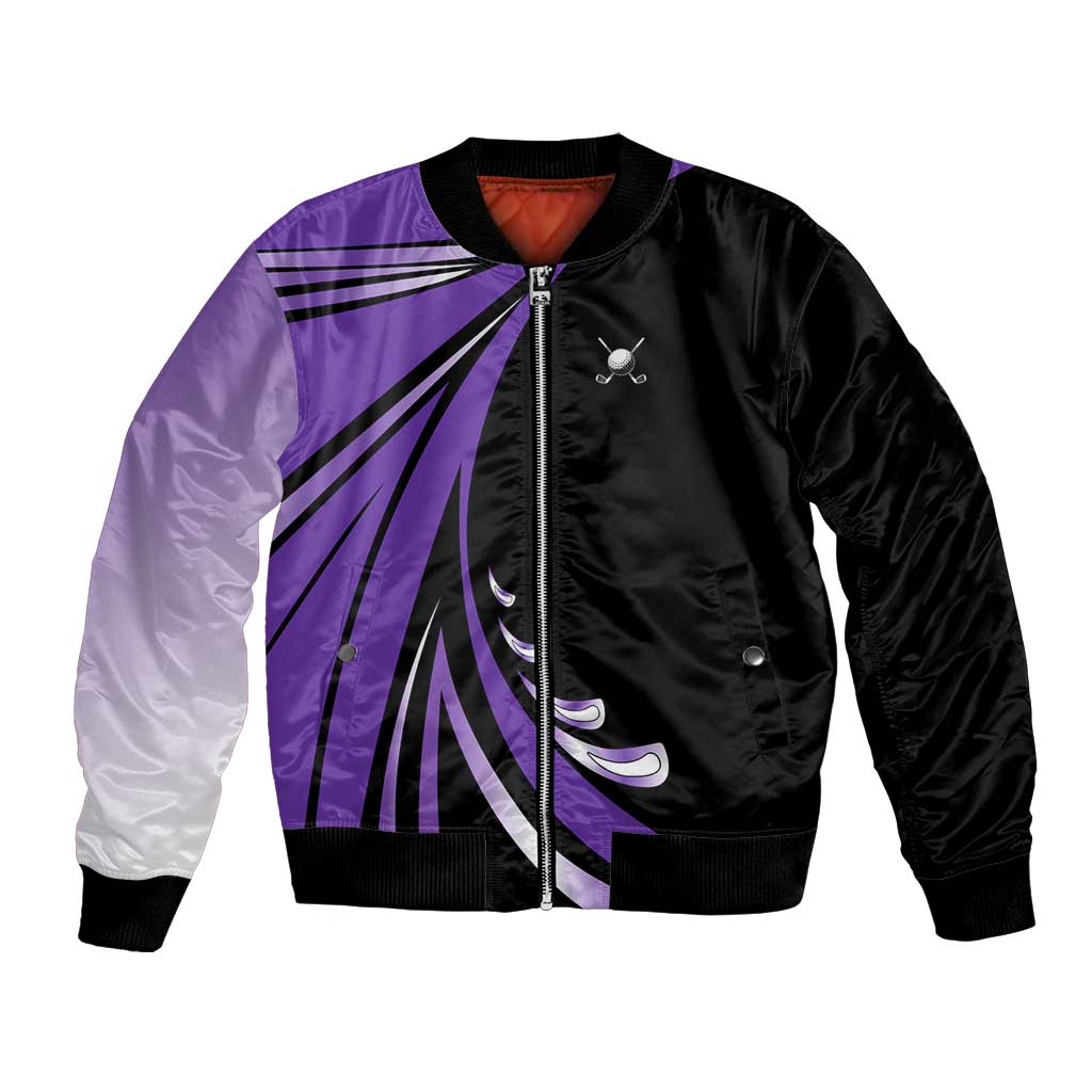 Personalized Purple Winged Golf Ball Bomber Jacket Bold Golf Graphic Design - Wonder Print Shop