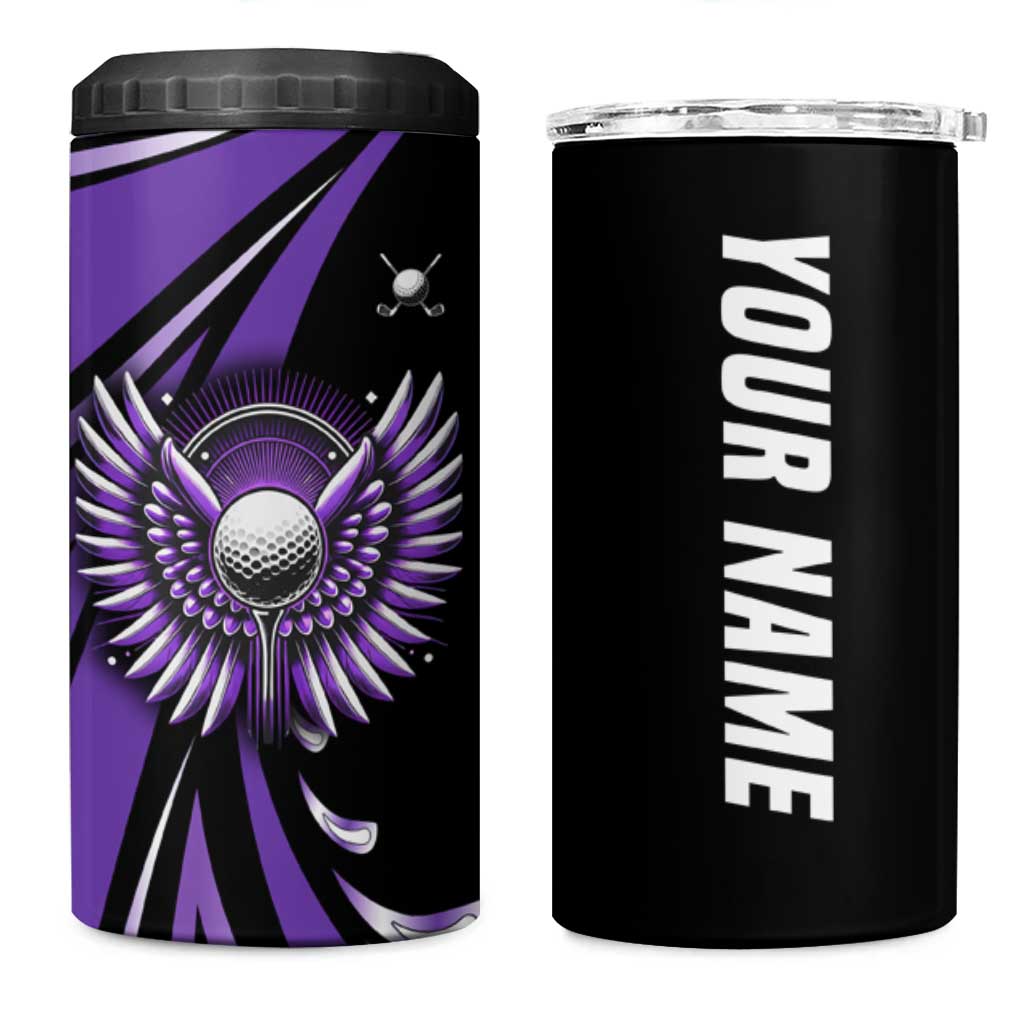 Personalized Purple Winged Golf Ball 4 in 1 Can Cooler Tumbler Bold Golf Graphic Design - Wonder Print Shop