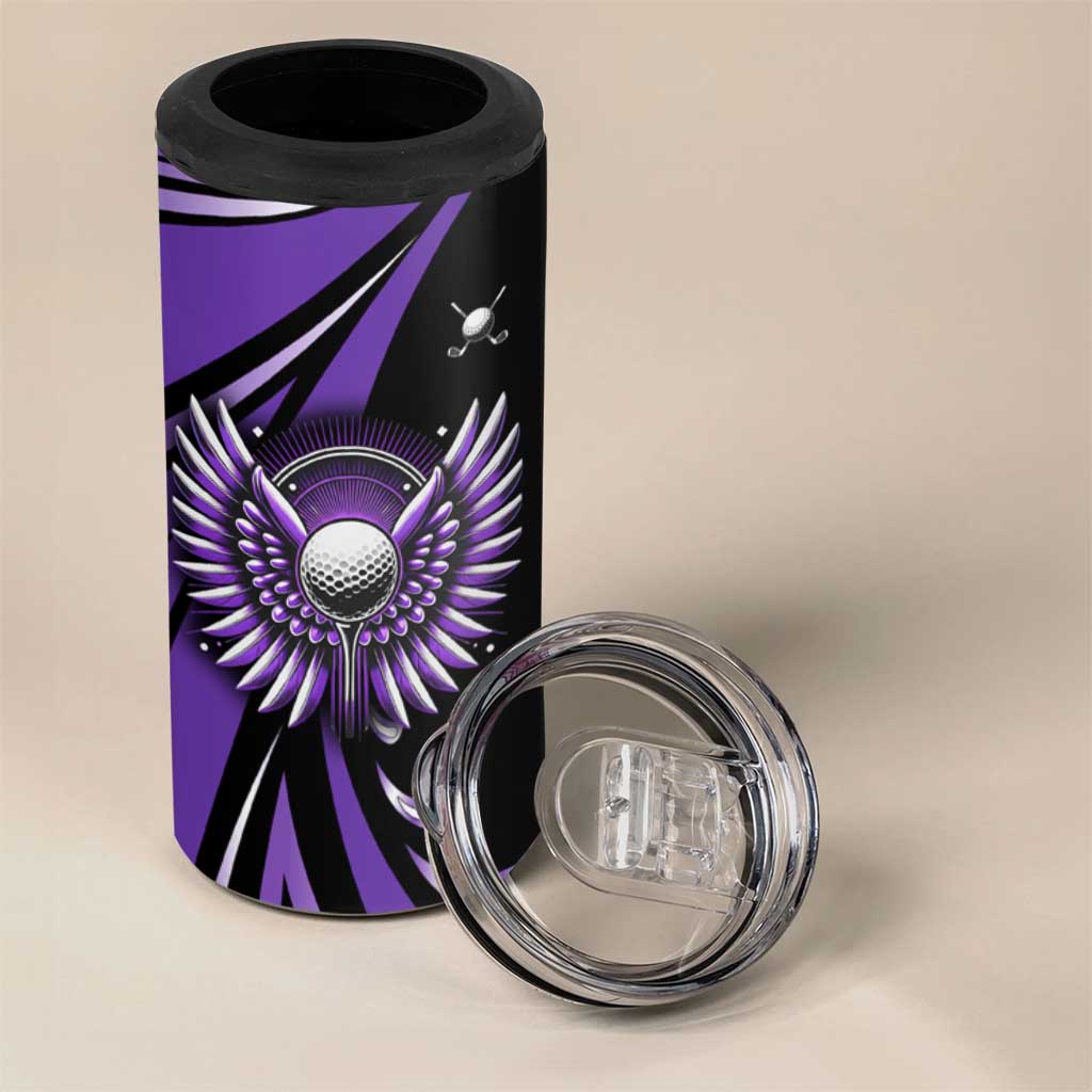 Personalized Purple Winged Golf Ball 4 in 1 Can Cooler Tumbler Bold Golf Graphic Design - Wonder Print Shop