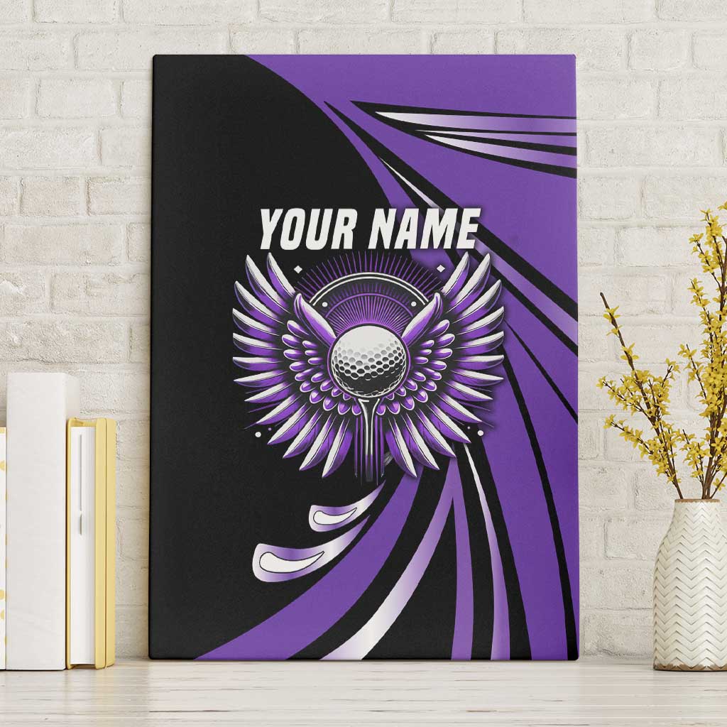 Personalized Purple Winged Golf Ball Canvas Wall Art Bold Golf Graphic Design - Wonder Print Shop