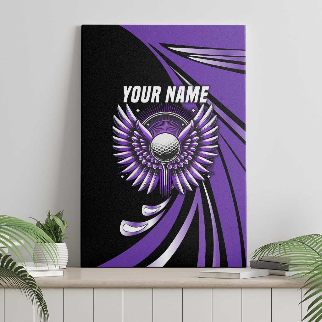 Personalized Purple Winged Golf Ball Canvas Wall Art Bold Golf Graphic Design - Wonder Print Shop
