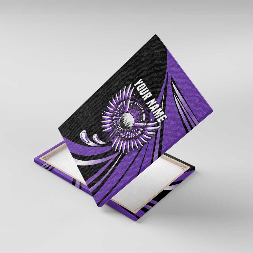 Personalized Purple Winged Golf Ball Canvas Wall Art Bold Golf Graphic Design - Wonder Print Shop