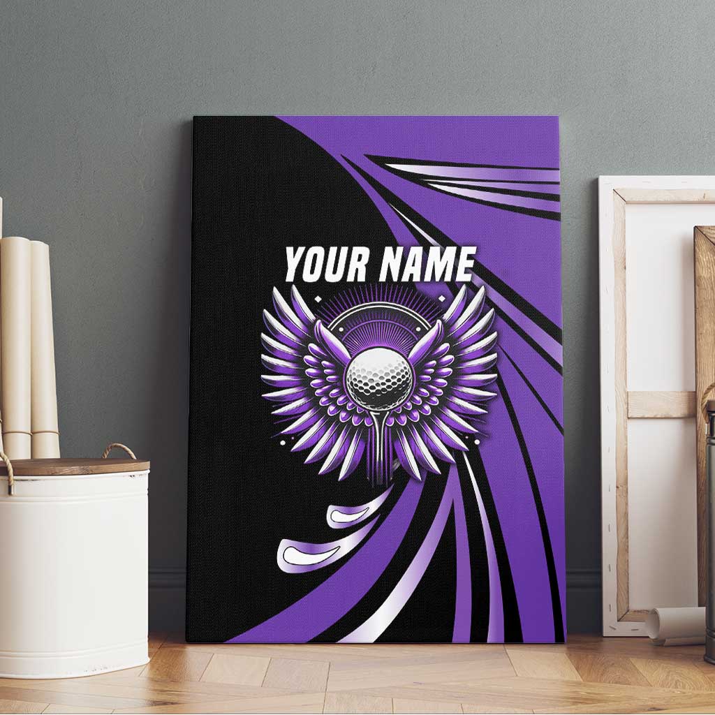 Personalized Purple Winged Golf Ball Canvas Wall Art Bold Golf Graphic Design - Wonder Print Shop