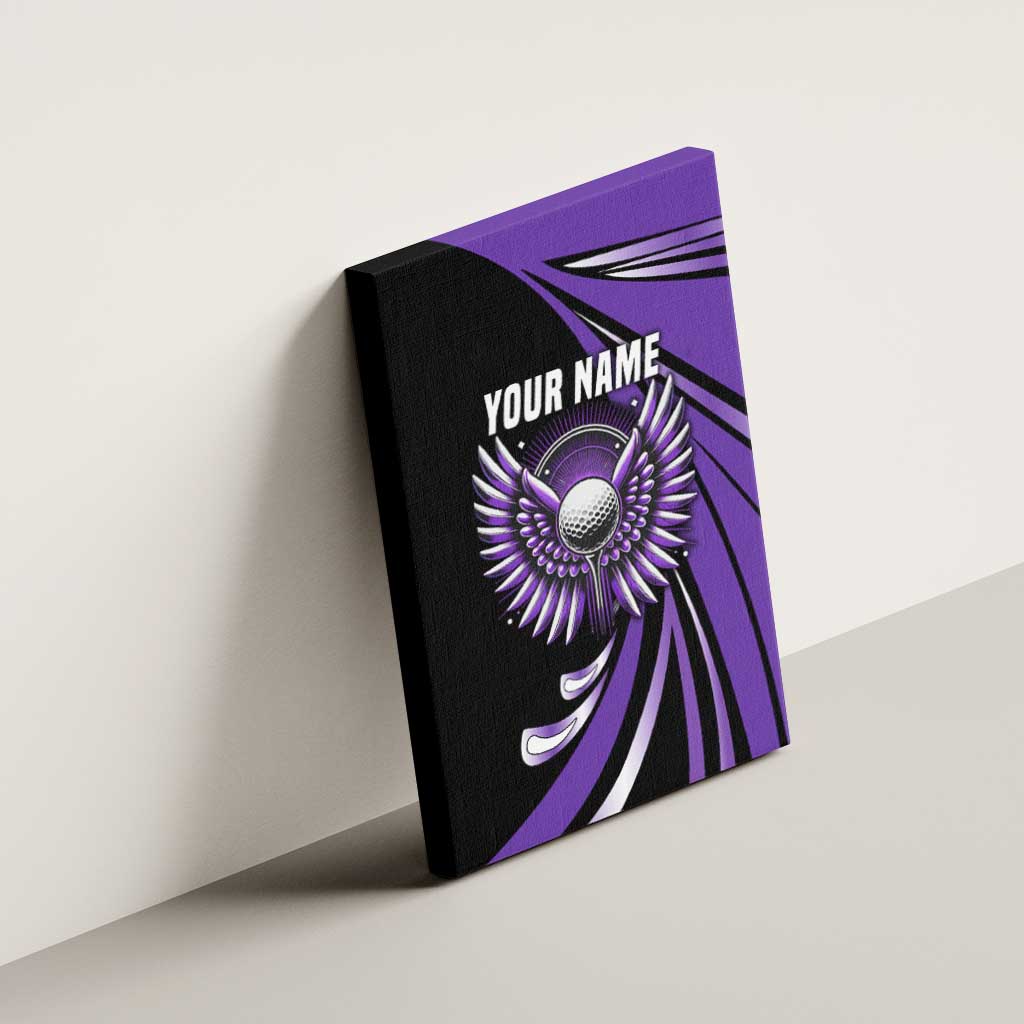 Personalized Purple Winged Golf Ball Canvas Wall Art Bold Golf Graphic Design - Wonder Print Shop