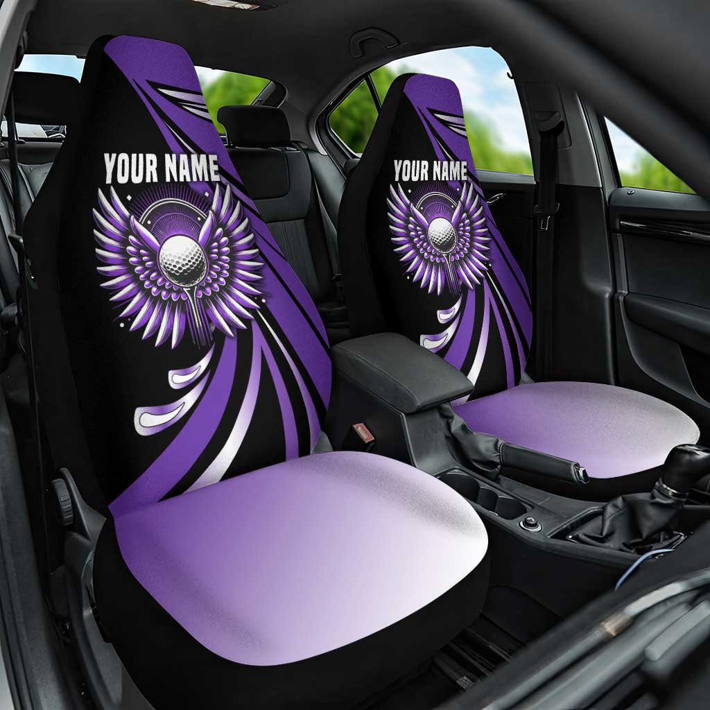 Personalized Purple Winged Golf Ball Car Seat Cover Bold Golf Graphic Design - Wonder Print Shop