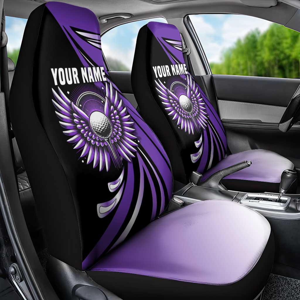Personalized Purple Winged Golf Ball Car Seat Cover Bold Golf Graphic Design - Wonder Print Shop