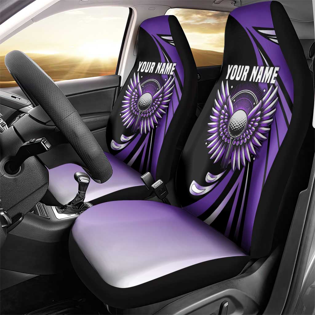 Personalized Purple Winged Golf Ball Car Seat Cover Bold Golf Graphic Design - Wonder Print Shop