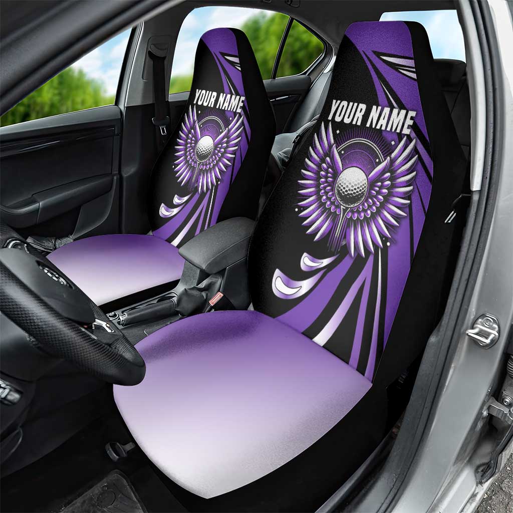 Personalized Purple Winged Golf Ball Car Seat Cover Bold Golf Graphic Design - Wonder Print Shop