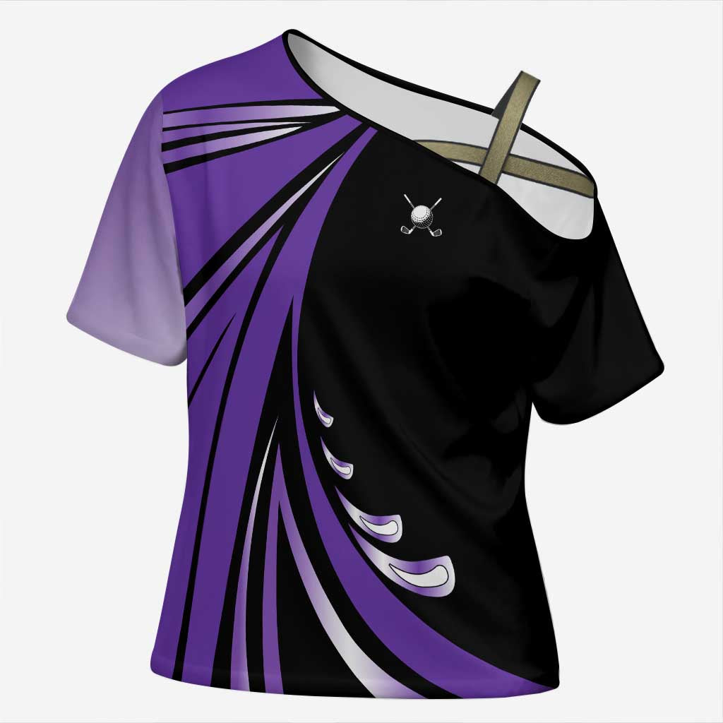 Personalized Purple Winged Golf Ball Cross Shoulder Shirt Bold Golf Graphic Design - Wonder Print Shop