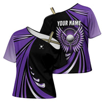Personalized Purple Winged Golf Ball Cross Shoulder Shirt Bold Golf Graphic Design - Wonder Print Shop