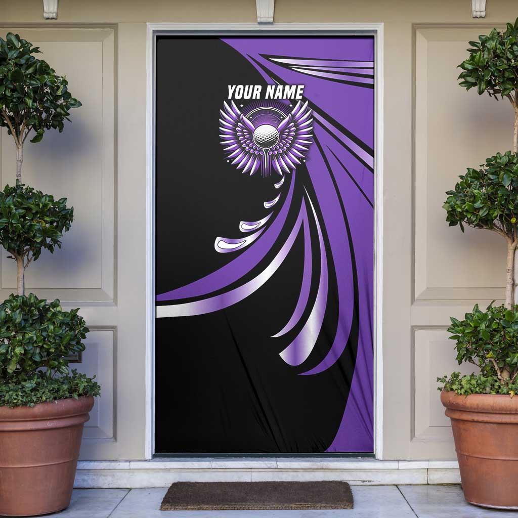 Personalized Purple Winged Golf Ball Door Cover Bold Golf Graphic Design - Wonder Print Shop