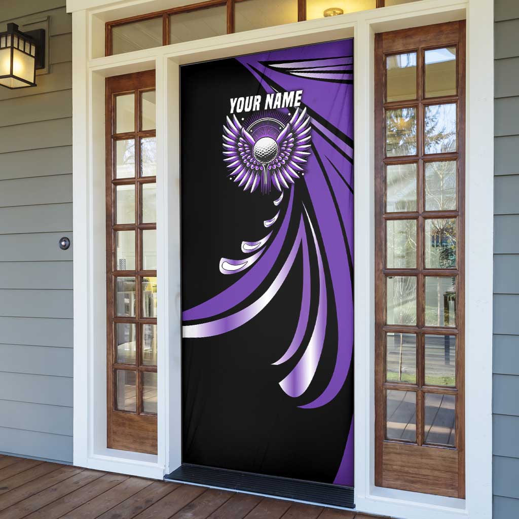 Personalized Purple Winged Golf Ball Door Cover Bold Golf Graphic Design - Wonder Print Shop