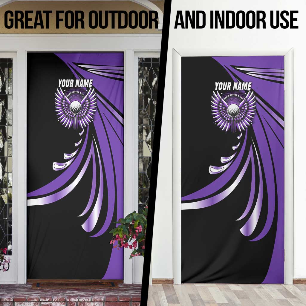 Personalized Purple Winged Golf Ball Door Cover Bold Golf Graphic Design - Wonder Print Shop