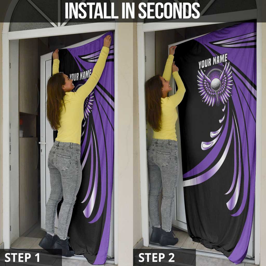 Personalized Purple Winged Golf Ball Door Cover Bold Golf Graphic Design - Wonder Print Shop
