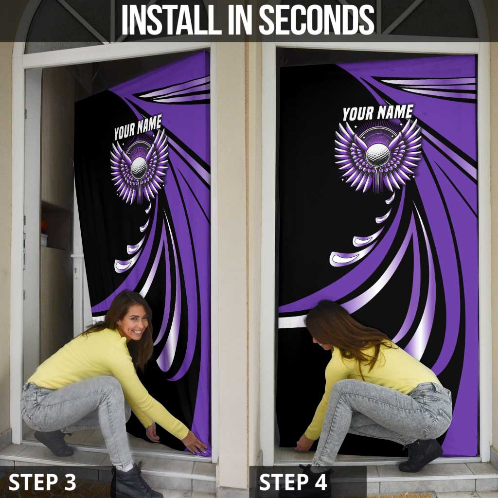 Personalized Purple Winged Golf Ball Door Cover Bold Golf Graphic Design - Wonder Print Shop