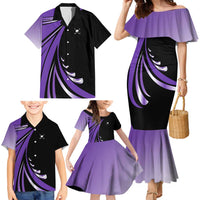 Personalized Purple Winged Golf Ball Family Matching Mermaid Dress and Hawaiian Shirt Bold Golf Graphic Design - Wonder Print Shop