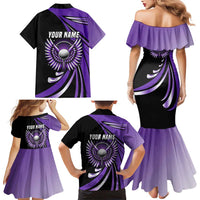 Personalized Purple Winged Golf Ball Family Matching Mermaid Dress and Hawaiian Shirt Bold Golf Graphic Design - Wonder Print Shop