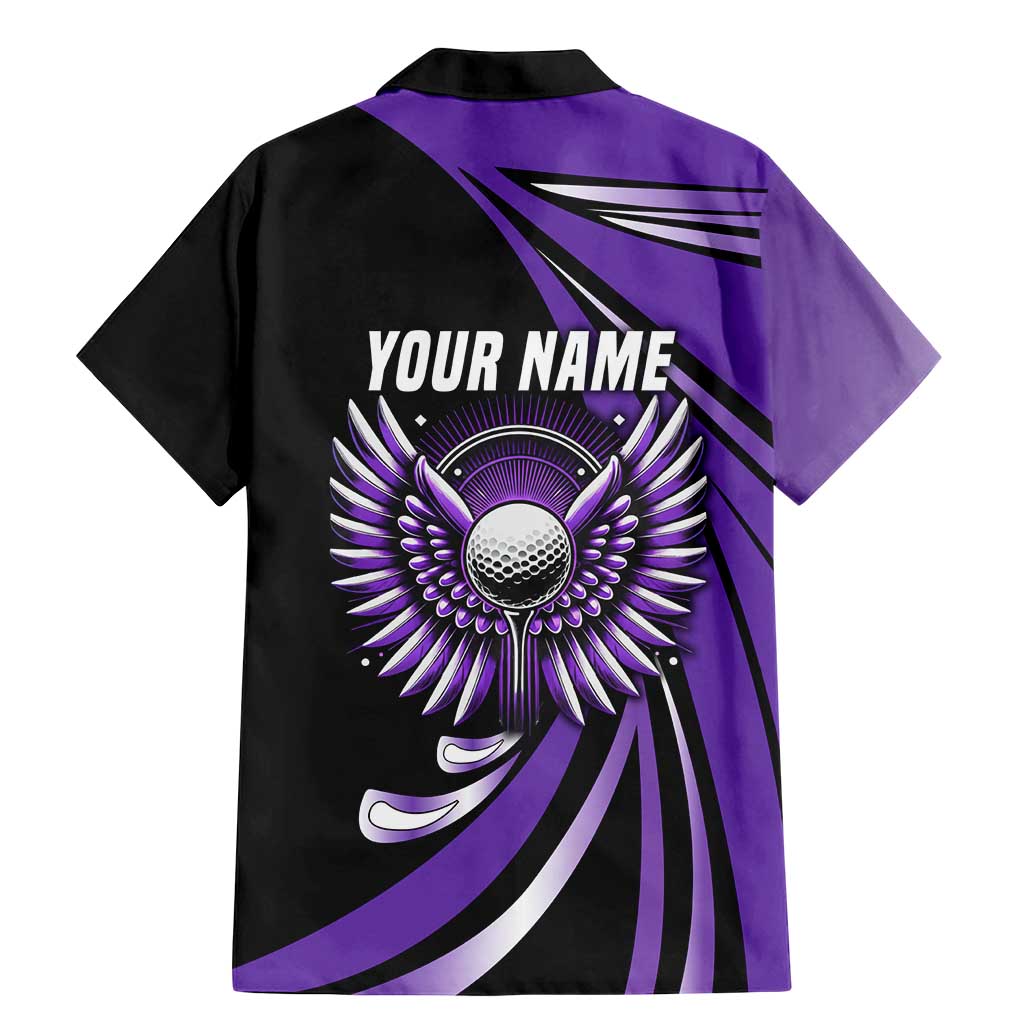 Personalized Purple Winged Golf Ball Family Matching Mermaid Dress and Hawaiian Shirt Bold Golf Graphic Design - Wonder Print Shop