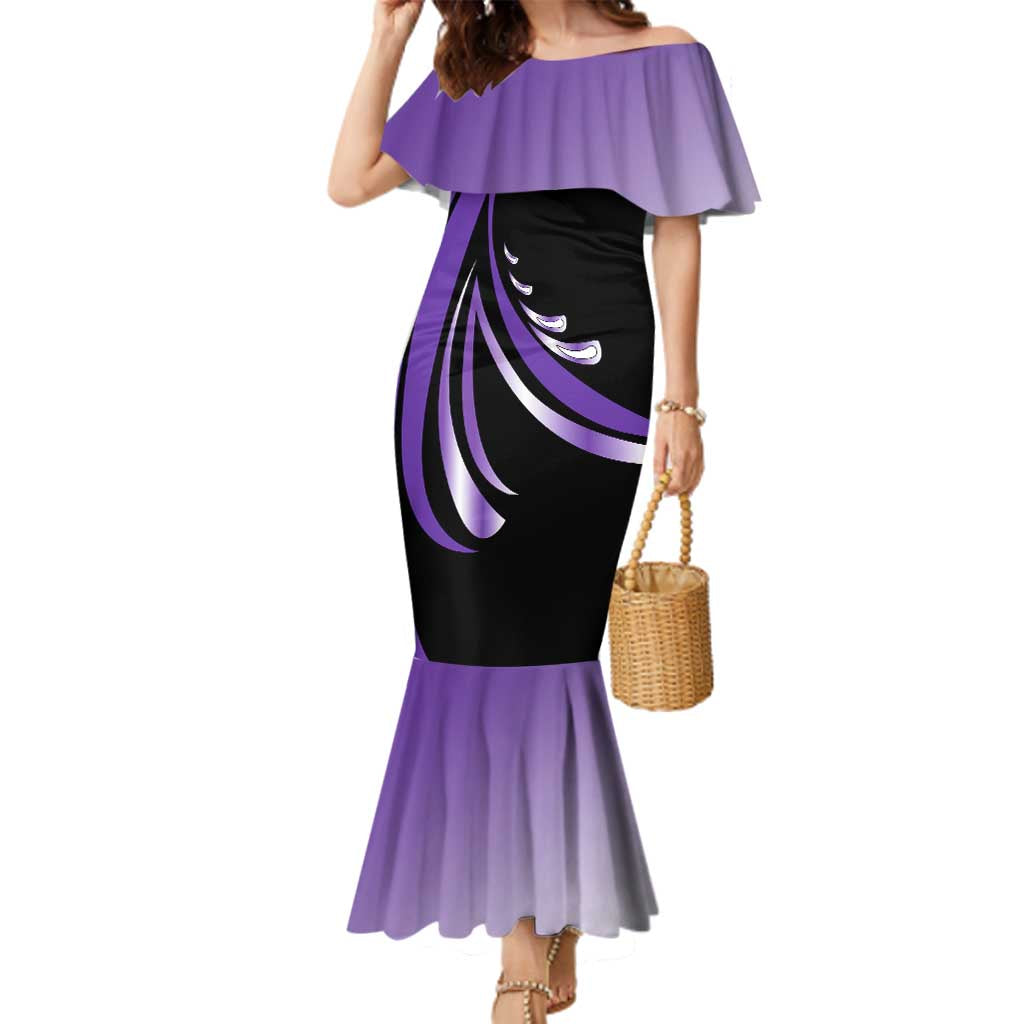 Personalized Purple Winged Golf Ball Family Matching Mermaid Dress and Hawaiian Shirt Bold Golf Graphic Design - Wonder Print Shop