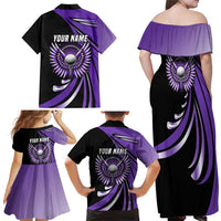 Personalized Purple Winged Golf Ball Family Matching Off Shoulder Maxi Dress and Hawaiian Shirt Bold Golf Graphic Design - Wonder Print Shop