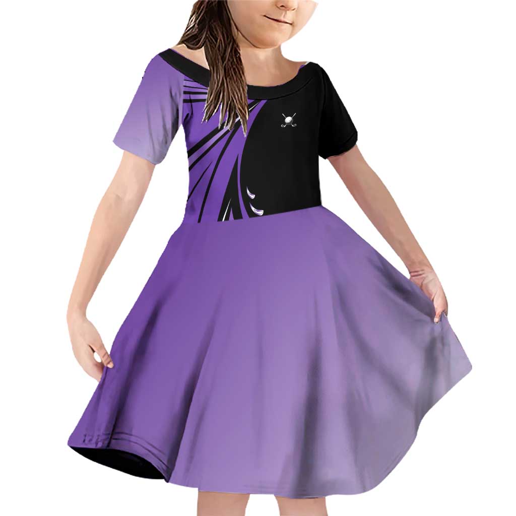 Personalized Purple Winged Golf Ball Family Matching Off Shoulder Short Dress and Hawaiian Shirt Bold Golf Graphic Design - Wonder Print Shop