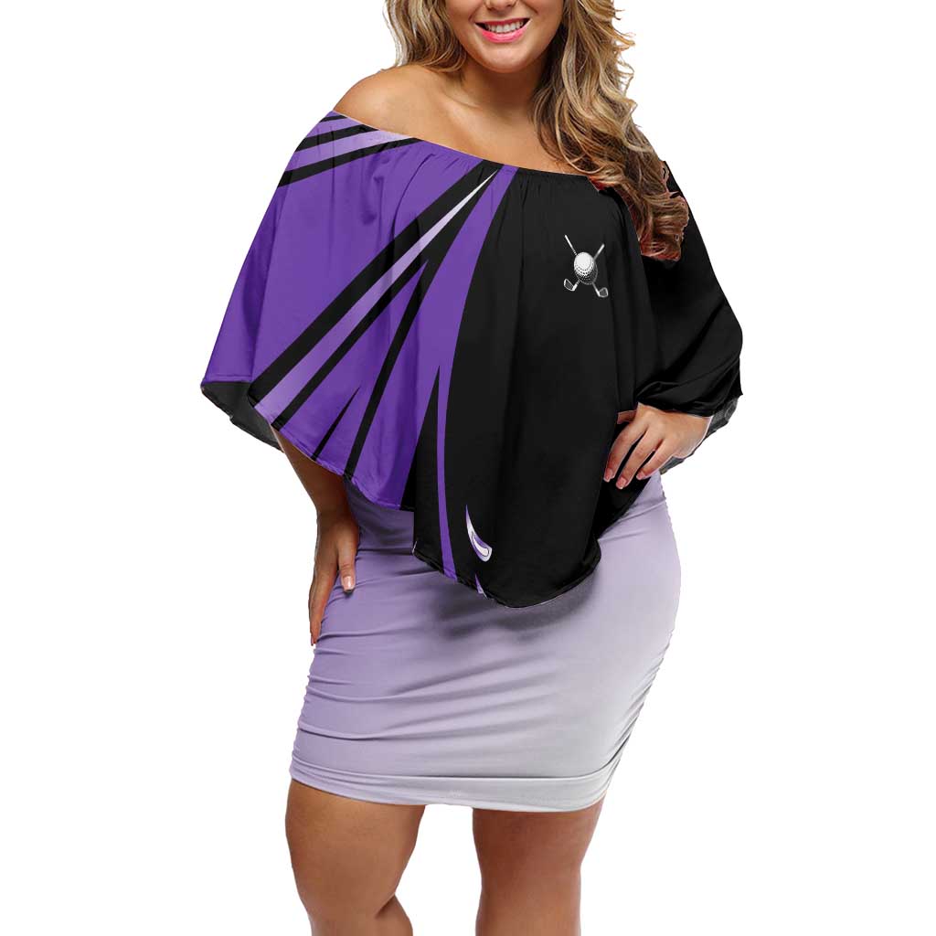 Personalized Purple Winged Golf Ball Family Matching Off Shoulder Short Dress and Hawaiian Shirt Bold Golf Graphic Design - Wonder Print Shop