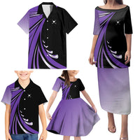 Personalized Purple Winged Golf Ball Family Matching Puletasi and Hawaiian Shirt Bold Golf Graphic Design - Wonder Print Shop