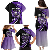 Personalized Purple Winged Golf Ball Family Matching Puletasi and Hawaiian Shirt Bold Golf Graphic Design - Wonder Print Shop