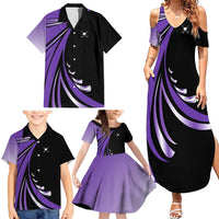 Personalized Purple Winged Golf Ball Family Matching Summer Maxi Dress and Hawaiian Shirt Bold Golf Graphic Design - Wonder Print Shop