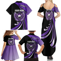Personalized Purple Winged Golf Ball Family Matching Summer Maxi Dress and Hawaiian Shirt Bold Golf Graphic Design - Wonder Print Shop