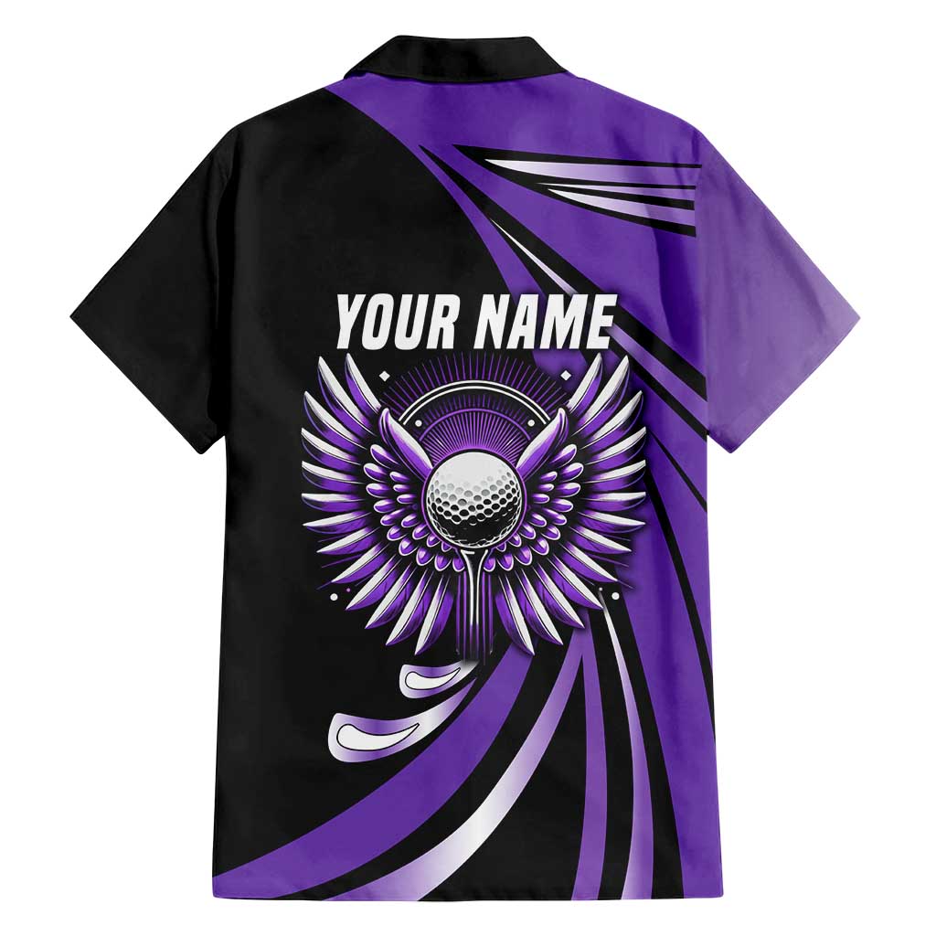 Personalized Purple Winged Golf Ball Family Matching Summer Maxi Dress and Hawaiian Shirt Bold Golf Graphic Design - Wonder Print Shop