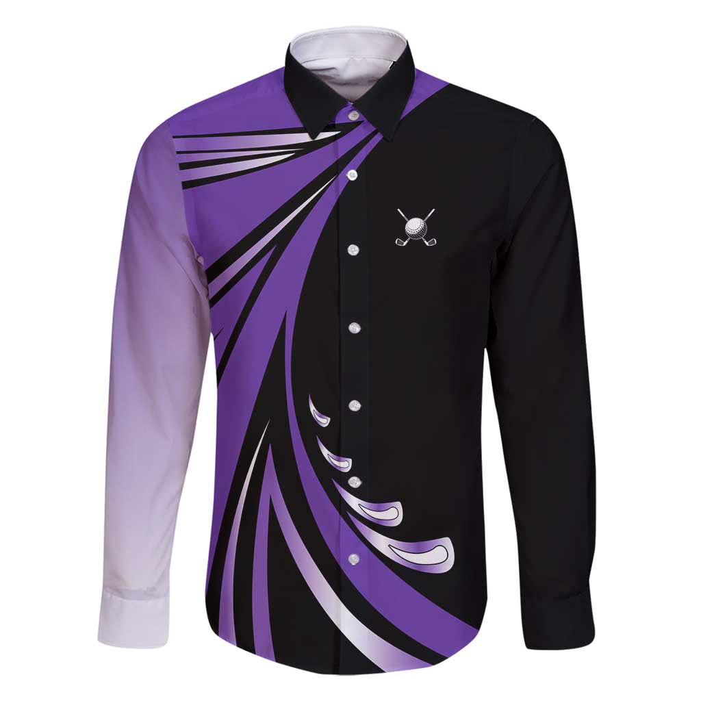 Personalized Purple Winged Golf Ball Family Matching Summer Maxi Dress and Hawaiian Shirt Bold Golf Graphic Design - Wonder Print Shop