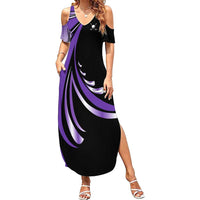 Personalized Purple Winged Golf Ball Family Matching Summer Maxi Dress and Hawaiian Shirt Bold Golf Graphic Design - Wonder Print Shop