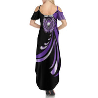 Personalized Purple Winged Golf Ball Family Matching Summer Maxi Dress and Hawaiian Shirt Bold Golf Graphic Design - Wonder Print Shop