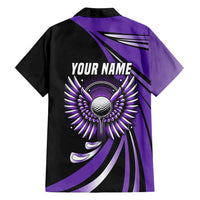 Personalized Purple Winged Golf Ball Family Matching Tank Maxi Dress and Hawaiian Shirt Bold Golf Graphic Design - Wonder Print Shop