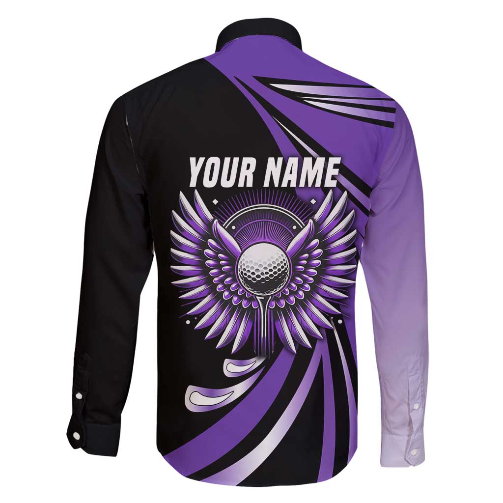 Personalized Purple Winged Golf Ball Family Matching Tank Maxi Dress and Hawaiian Shirt Bold Golf Graphic Design - Wonder Print Shop
