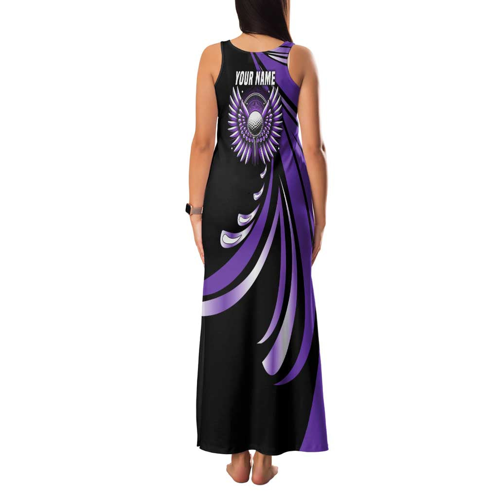 Personalized Purple Winged Golf Ball Family Matching Tank Maxi Dress and Hawaiian Shirt Bold Golf Graphic Design - Wonder Print Shop