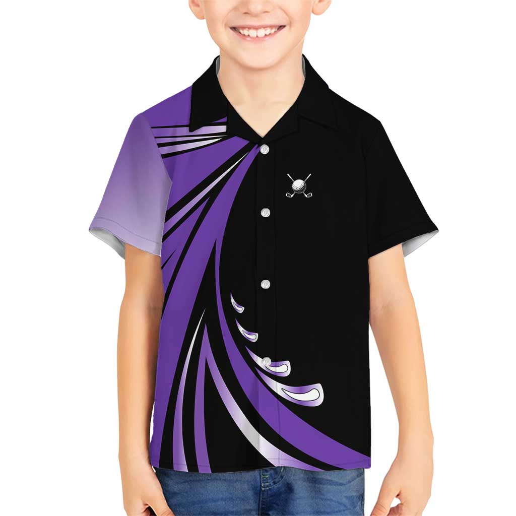 Personalized Purple Winged Golf Ball Family Matching Tank Maxi Dress and Hawaiian Shirt Bold Golf Graphic Design - Wonder Print Shop