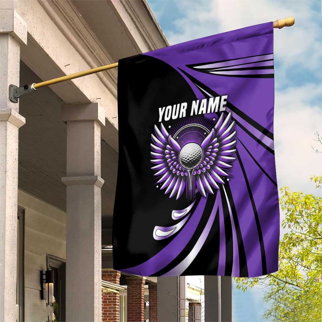 Personalized Purple Winged Golf Ball Garden Flag Bold Golf Graphic Design - Wonder Print Shop