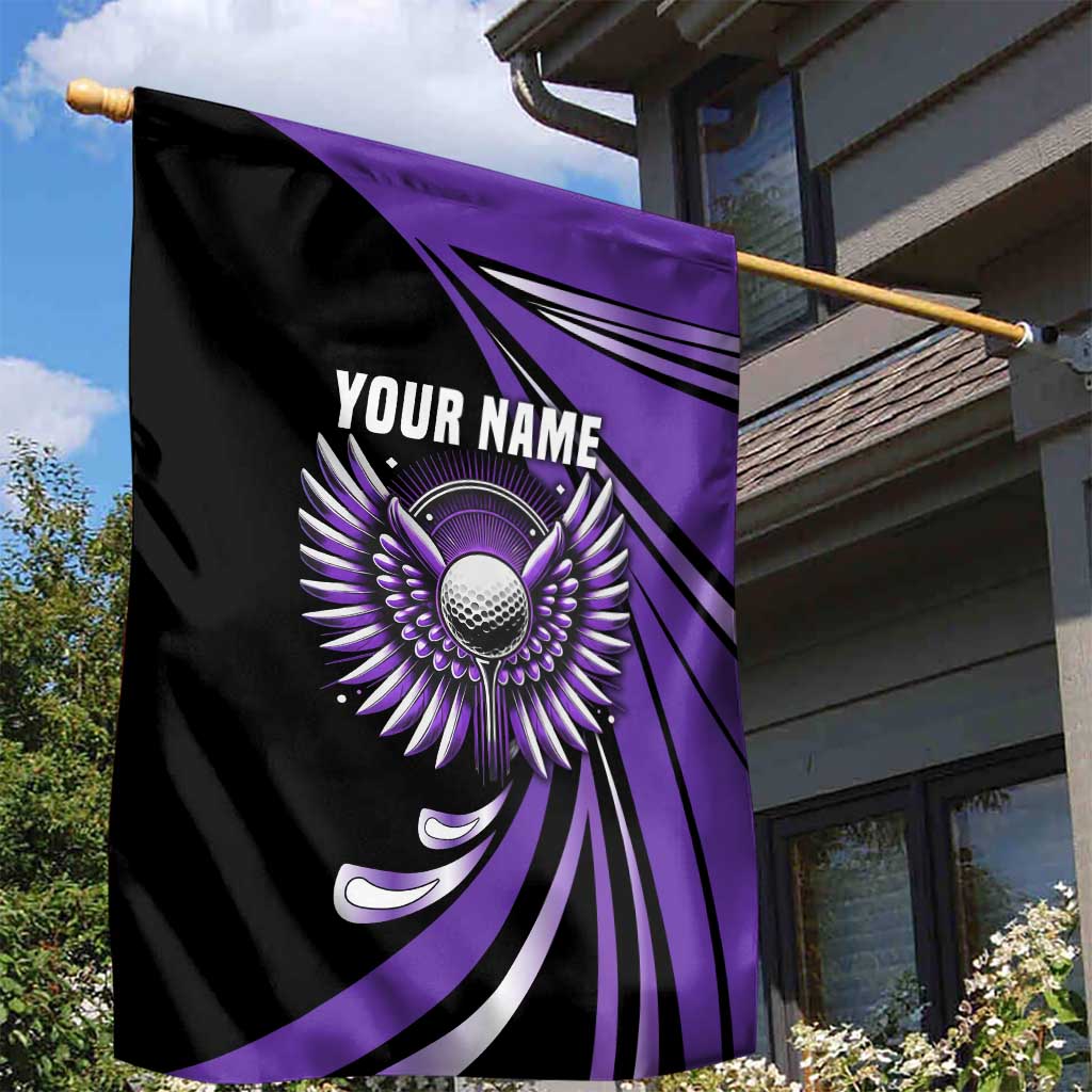 Personalized Purple Winged Golf Ball Garden Flag Bold Golf Graphic Design - Wonder Print Shop