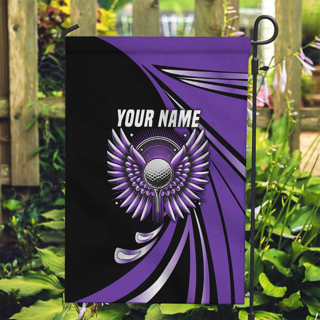 Personalized Purple Winged Golf Ball Garden Flag Bold Golf Graphic Design - Wonder Print Shop