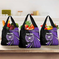 Personalized Purple Winged Golf Ball Grocery Bag Bold Golf Graphic Design - Wonder Print Shop
