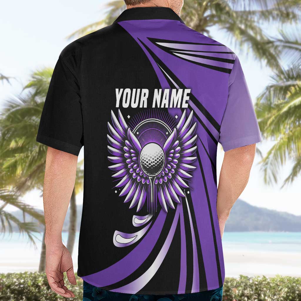 Personalized Purple Winged Golf Ball Hawaiian Shirt Bold Golf Graphic Design - Wonder Print Shop