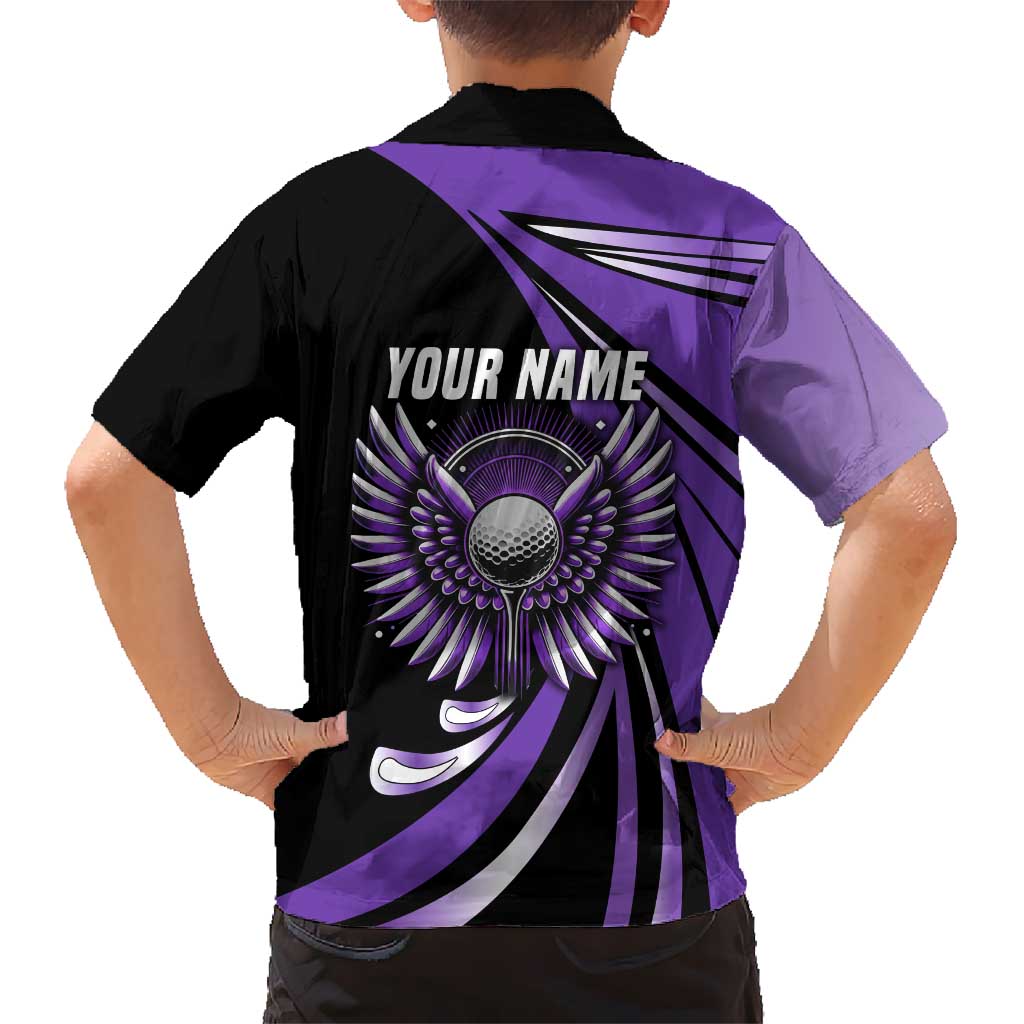 Personalized Purple Winged Golf Ball Hawaiian Shirt Bold Golf Graphic Design - Wonder Print Shop