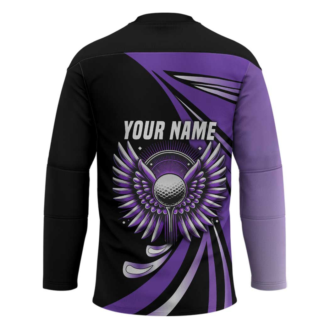 Personalized Purple Winged Golf Ball Hockey Jersey Bold Golf Graphic Design - Wonder Print Shop