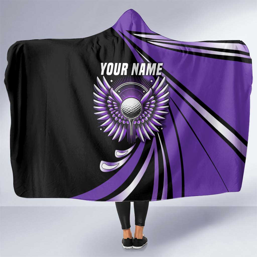 Personalized Purple Winged Golf Ball Hooded Blanket Bold Golf Graphic Design - Wonder Print Shop